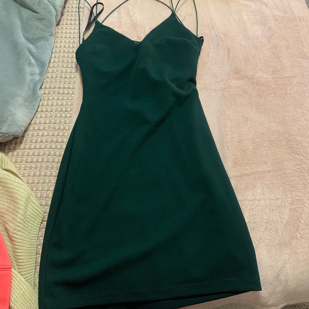 dark green short bodycon dress